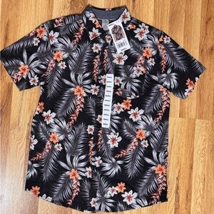 Hurley Floral Black and Orange Hawaiian Shirt men’s small